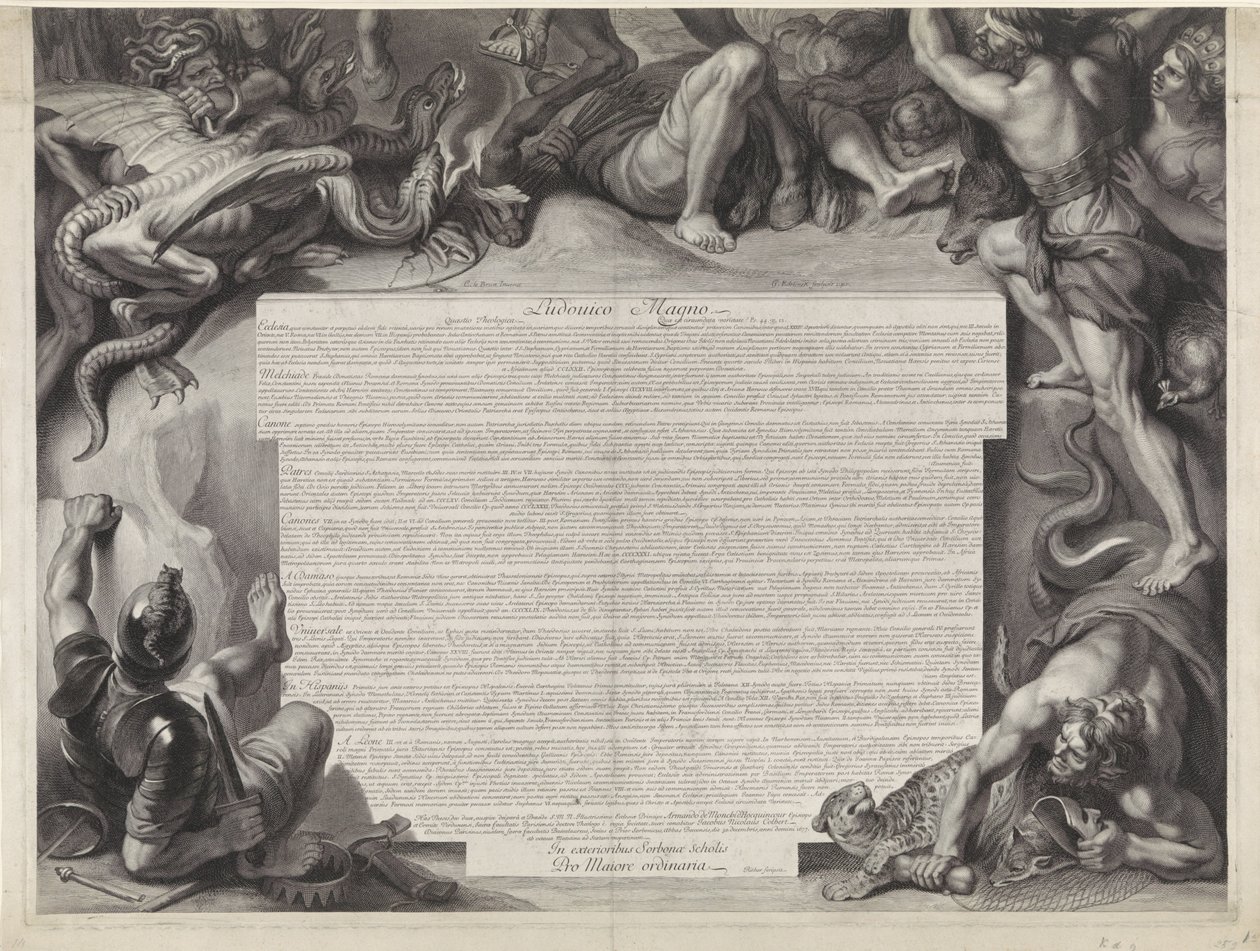 Allegoriskt ryttarporträtt av Ludvig XIV, kung av Frankrike av Gérard Edelinck