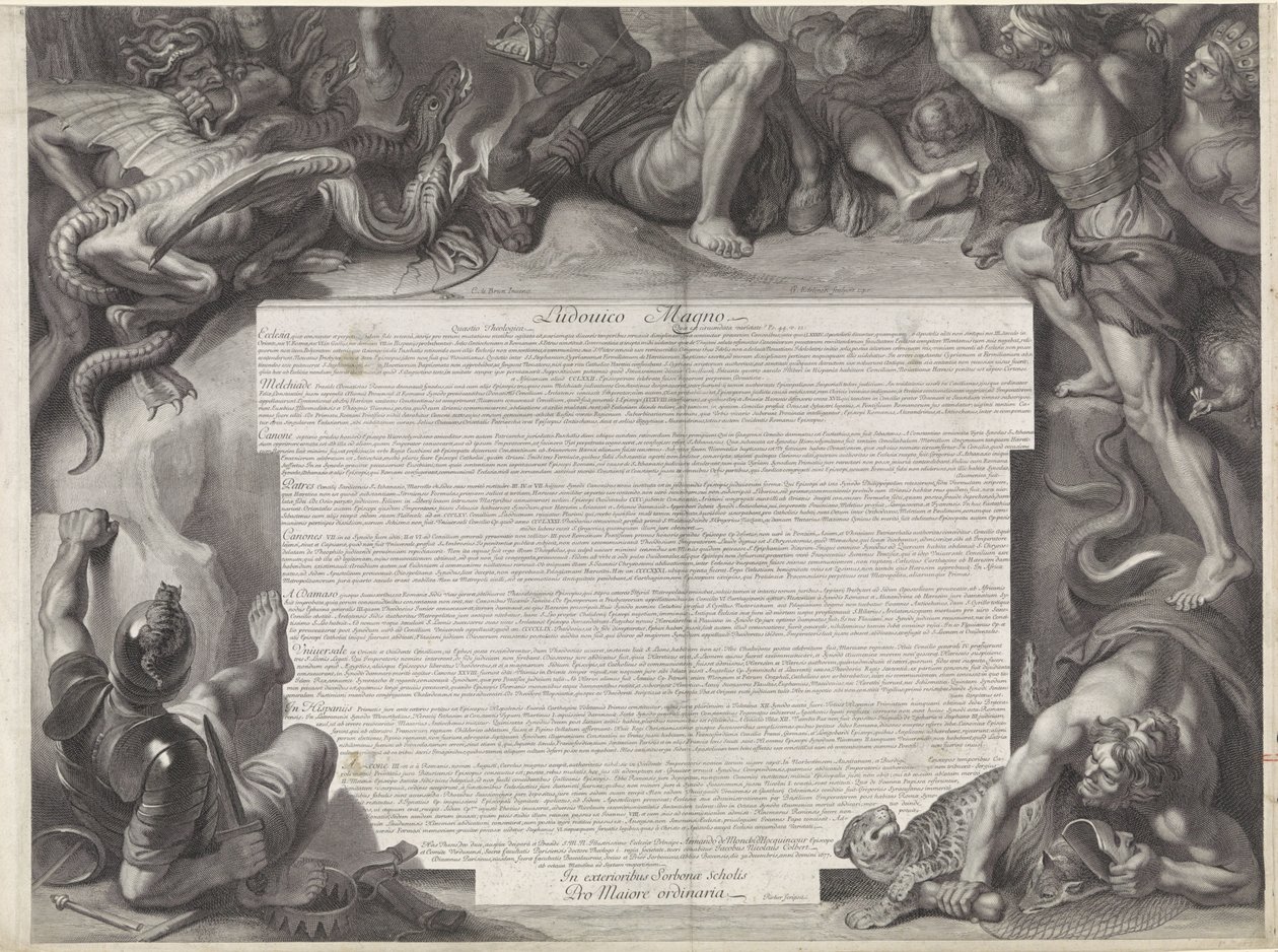 Allegoriskt ryttarporträtt av Ludvig XIV, kung av Frankrike av Gérard Edelinck