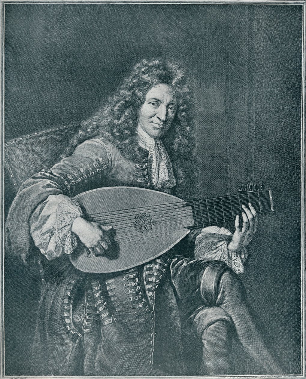 Charles Mouton, c1626-1710. Fransk lutenist och lutkompositör, 1909 av Gérard Edelinck
