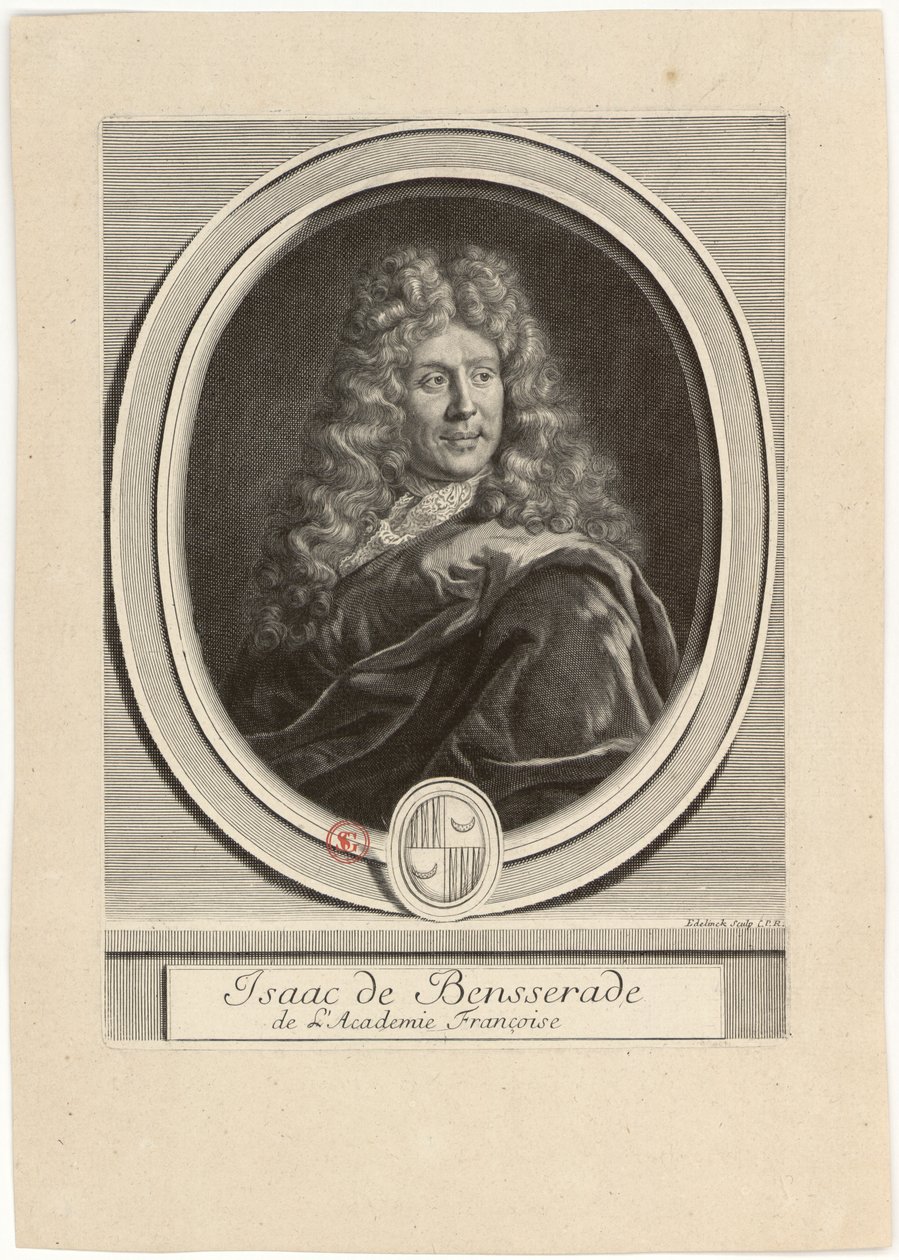 Isaac de Bensserade från Académie Françoise av Gérard Edelinck