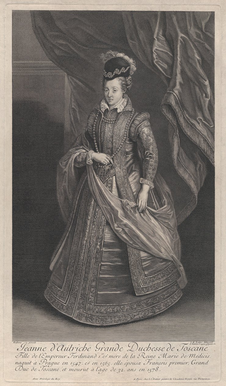 Porträtt av Johanna av Österrike, storhertiginnan av Toscana, ca. 1707 av Gérard Edelinck