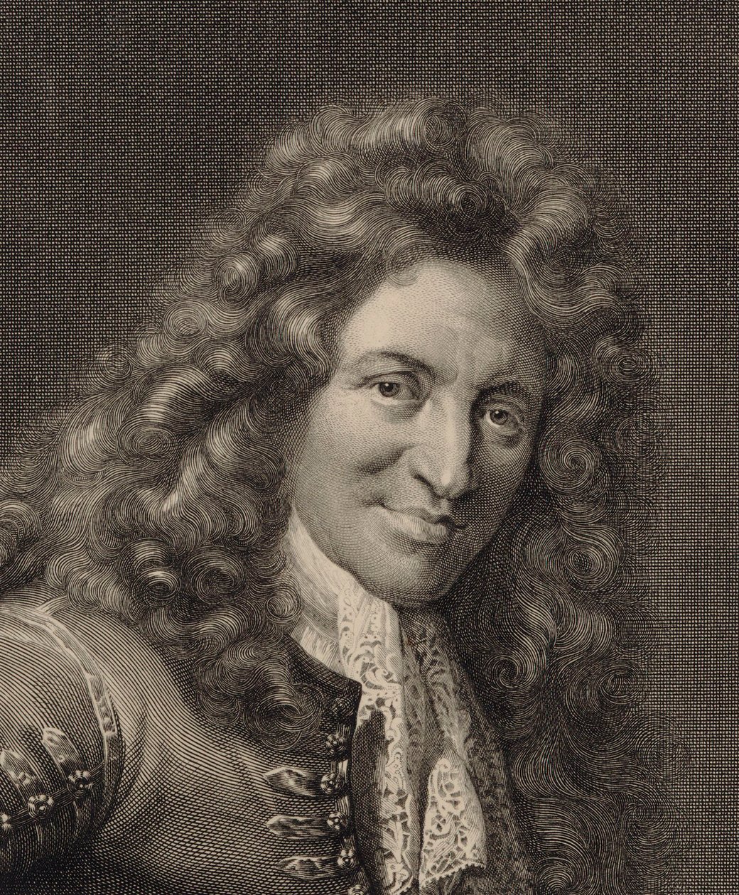 Porträtt av lutenisten och kompositören Charles Mouton c. 1626-1710, 1690-talet. av Gérard Edelinck