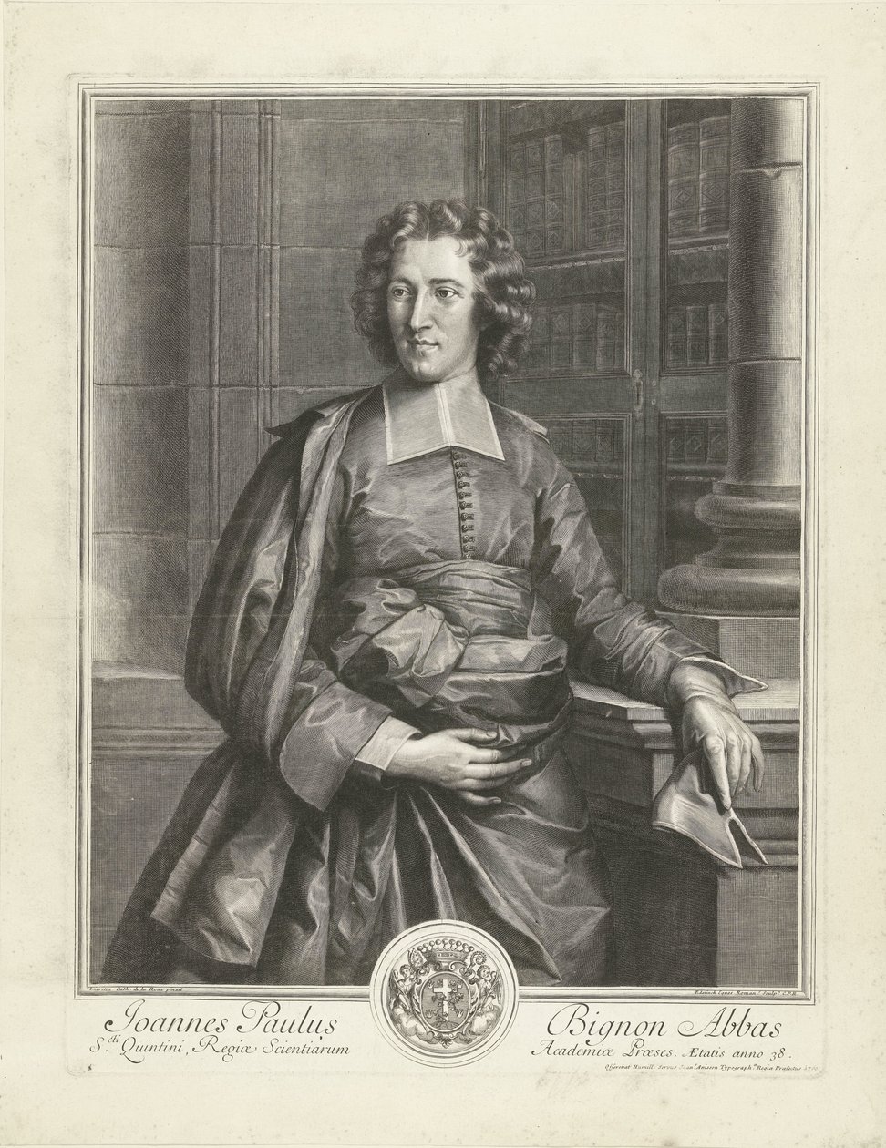 Porträtt av Jean Paul Bignon Joannes Paulus Bignon Abbas (titel på objekt) av Gérard Edelinck