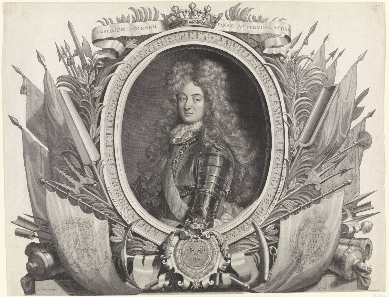 Porträtt av Louis Alexander av Bourbon Louis Alexandre de Bourbon, Comte de Toulouse av Gérard Edelinck