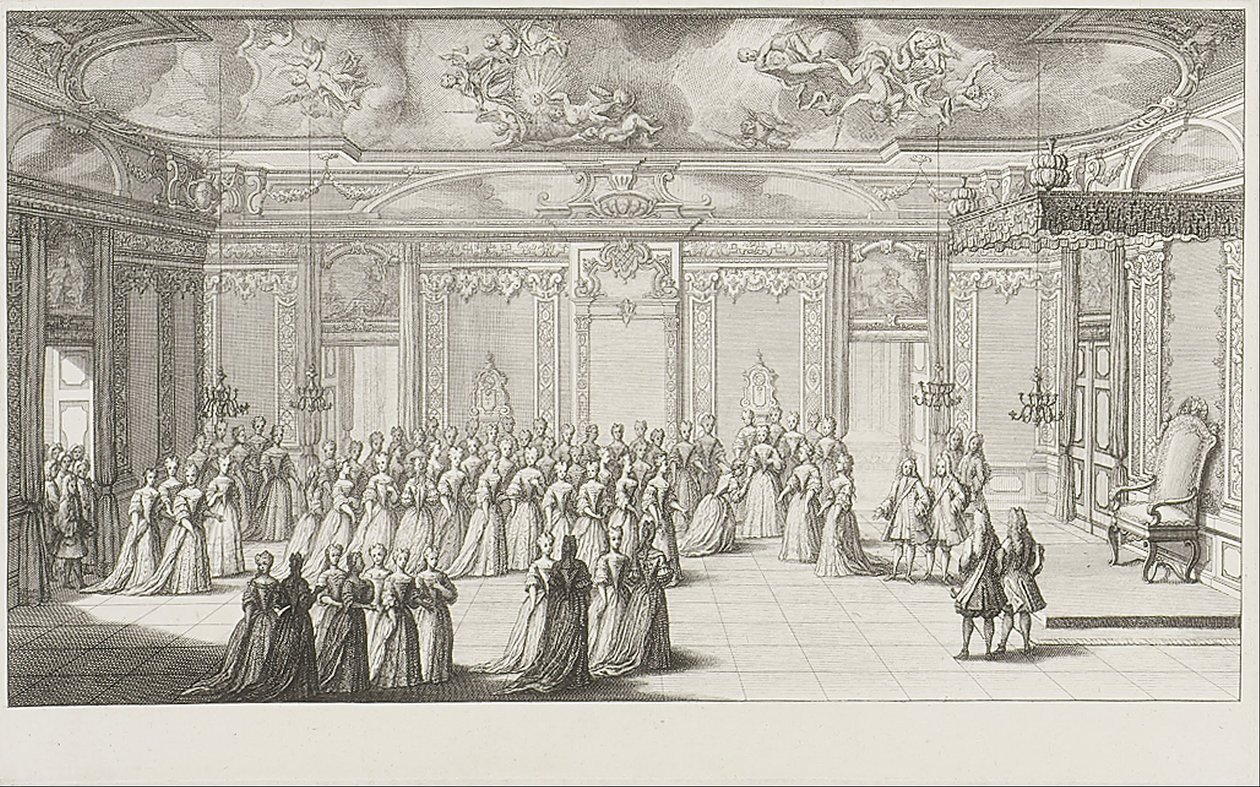 Audienssalen under mottagandet av bruden på slottet i Dresden den 2 september 1719 av Gerard Jean Baptiste Scotin