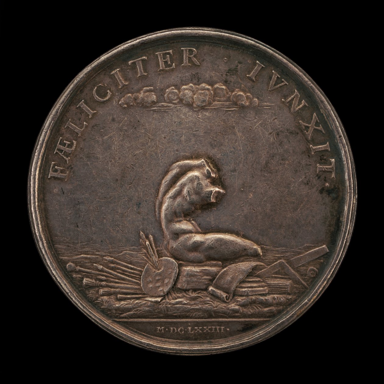 Konstens emblem med Belvedere Torso baksidan, 1673. av Gérard Léonard Hérard