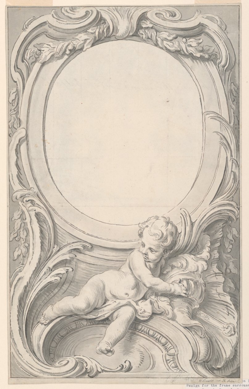 Design för ram som omger porträttet av Francis Russell, Second Earl of Bedford av Gravelot