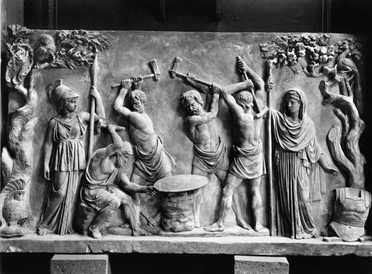 Hefaistos och Cyclopes smider Achilles sköld (marmor) (s/v foto) av Greco Roman Greco Roman