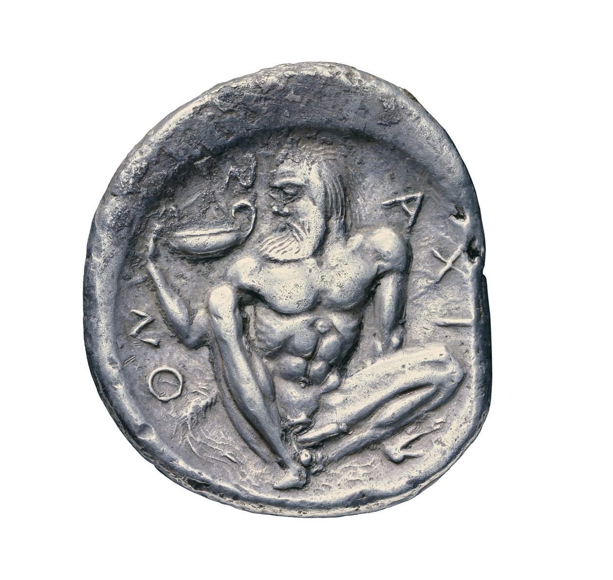 Forntida grekiskt silvermynt från Naxus, 460 f.Kr. (silver) av Greek