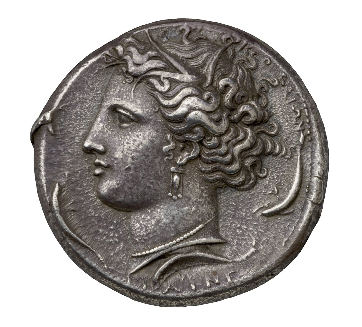 Forntida grekiskt silvermynt från Syrakusa, 404-390 f.Kr. (silver) av Greek