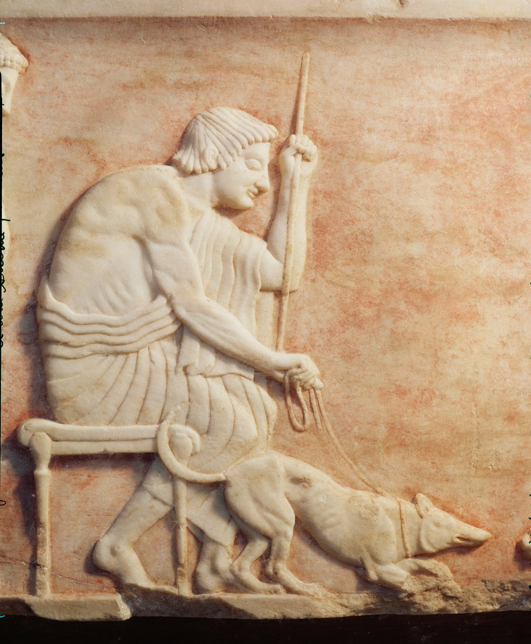 Djurbete, relief från en statybas som hittades på Dipylon-kyrkogården, Aten, ca 510 f.Kr. marmordetalj från 60011 av Greek