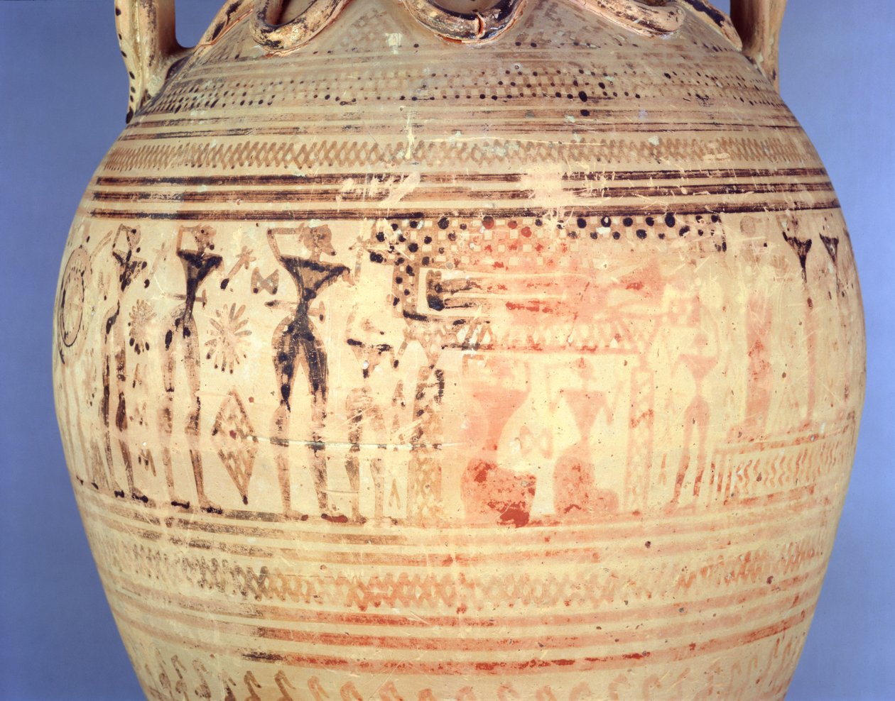 Attic Late Geometric IIb amfora, detalj, c.720-700 f.Kr. (keramik) av Greek