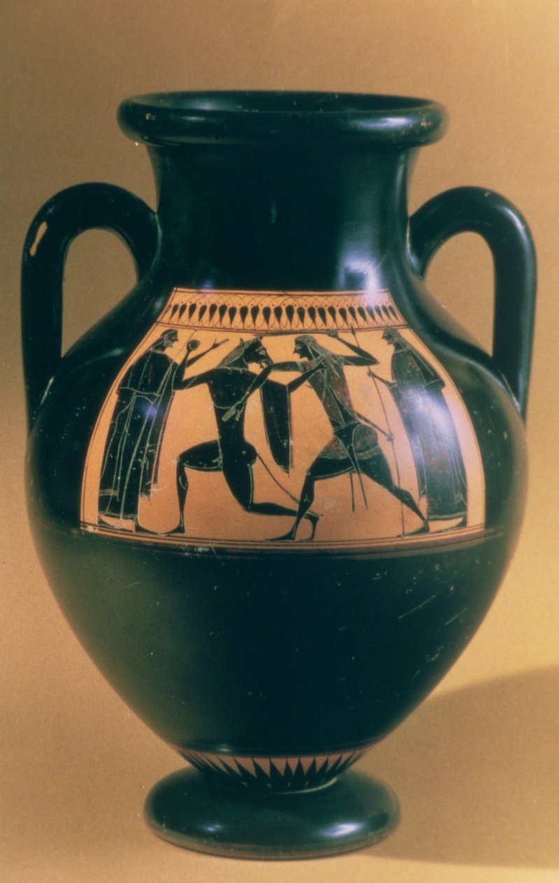 Attisk svart figuramfora föreställande Theseus och Minotauren, ca 540-30 f.Kr. (lergods) av Greek