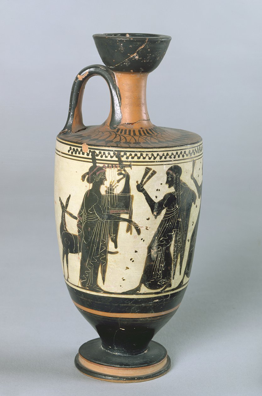 Attisk svartfigur lekythos föreställande Apollo och hans muser (keramik) av Greek