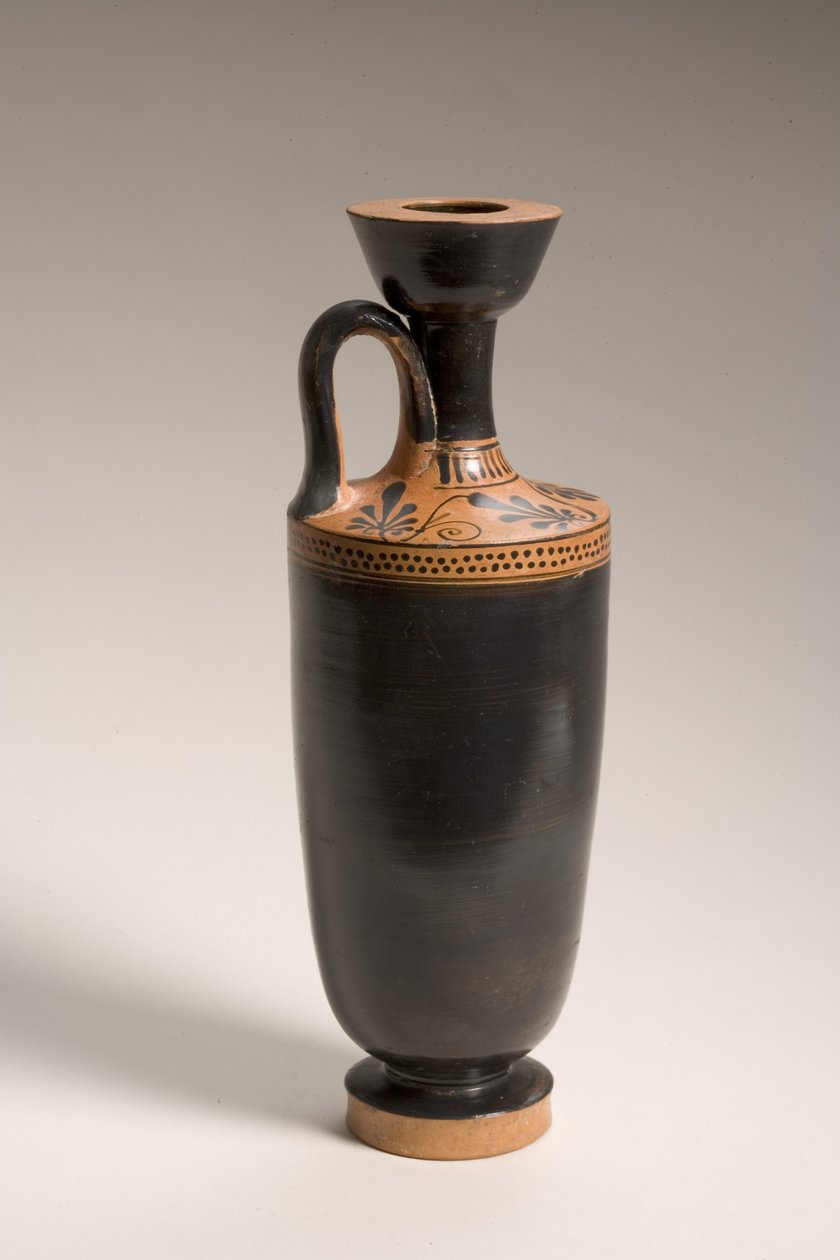 Attic svartglaserad lekythos (keramik) av Greek