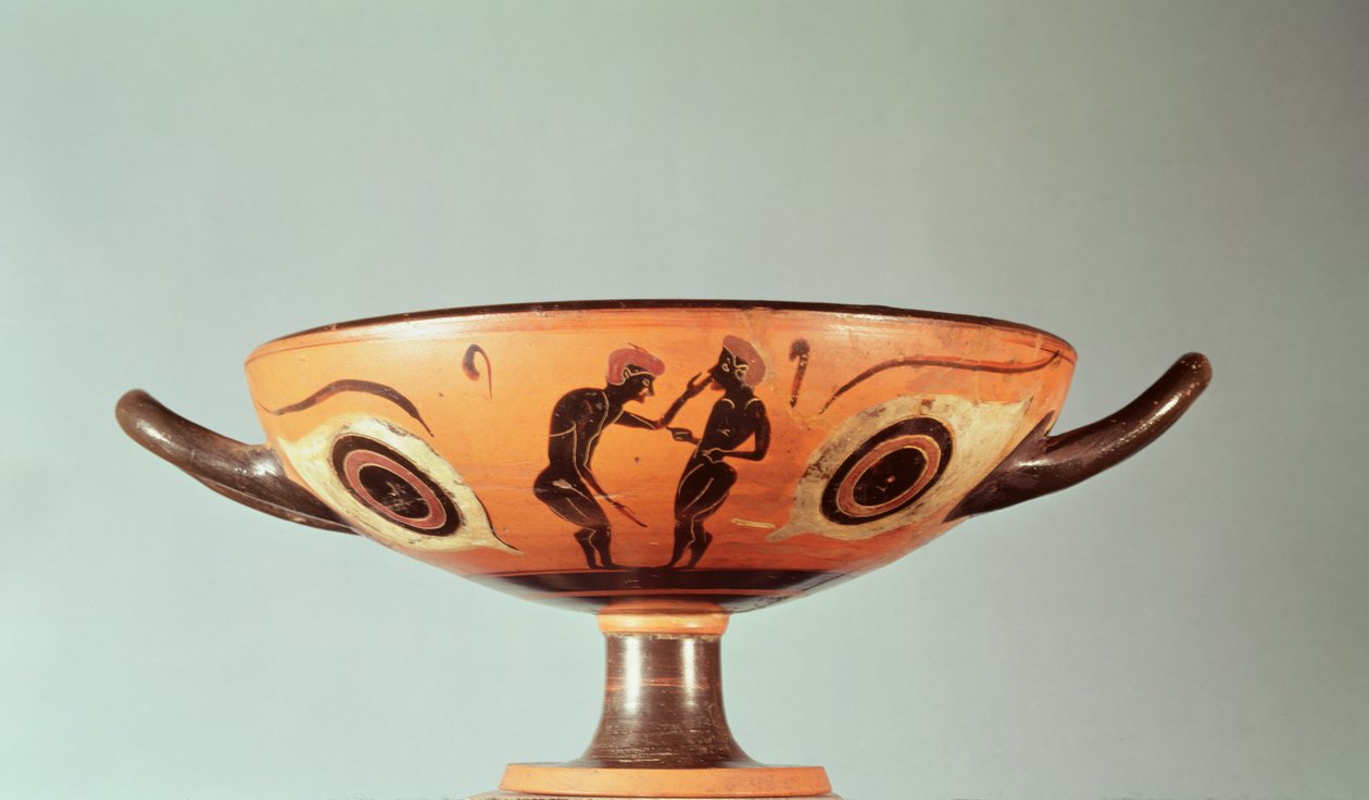 Svart figur kylix, ca 580-525 f.Kr. (keramik) av Greek