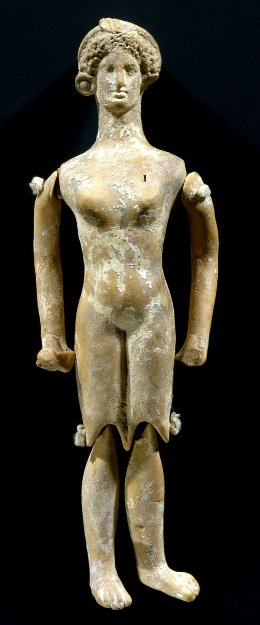 Barndocka med rörliga lemmar (plangona) Vindsverkstad, 430-420 f.Kr. (lera) av Greek