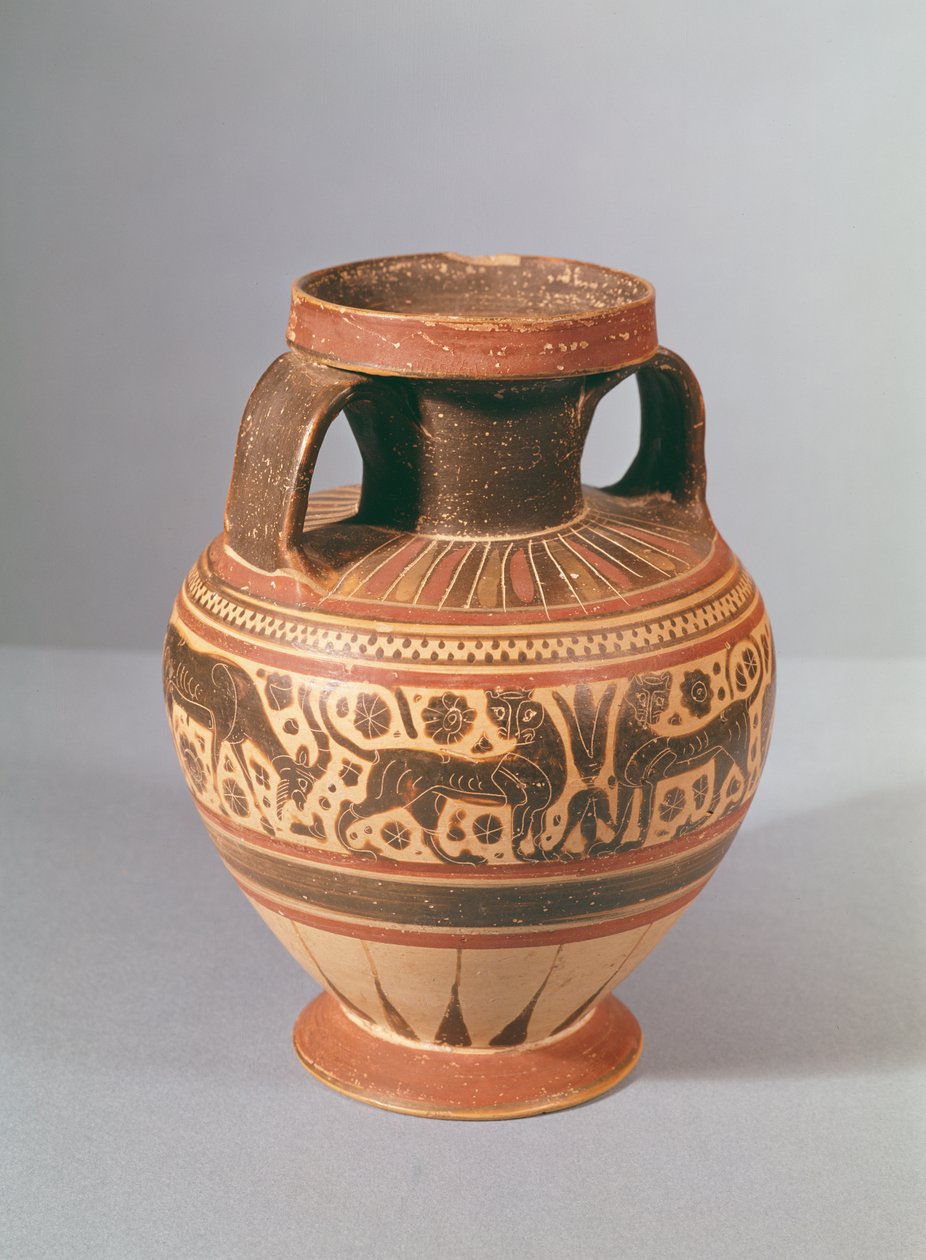 Amphora i korintisk stil, ca 600 f.Kr. (keramik) av Greek