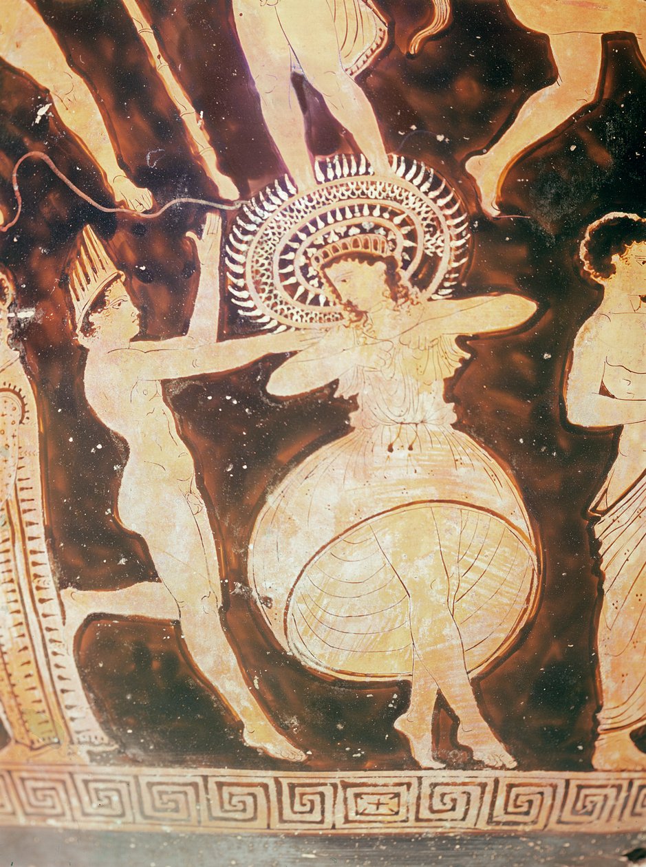 Dansare under Karneia, detalj (keramik) av Greek