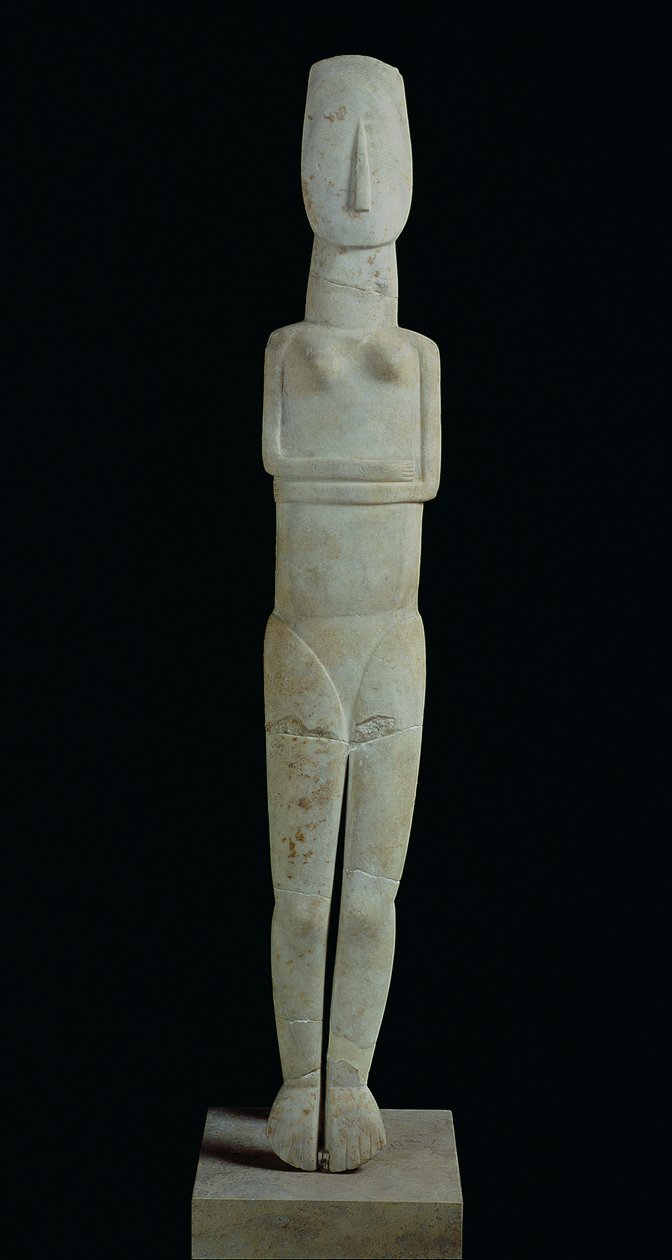 Kvinnlig figur, från Amorgos, tidig kykladisk II period (Keros-Syros kultur) 2800-2300 f.Kr. (marmor) av Greek