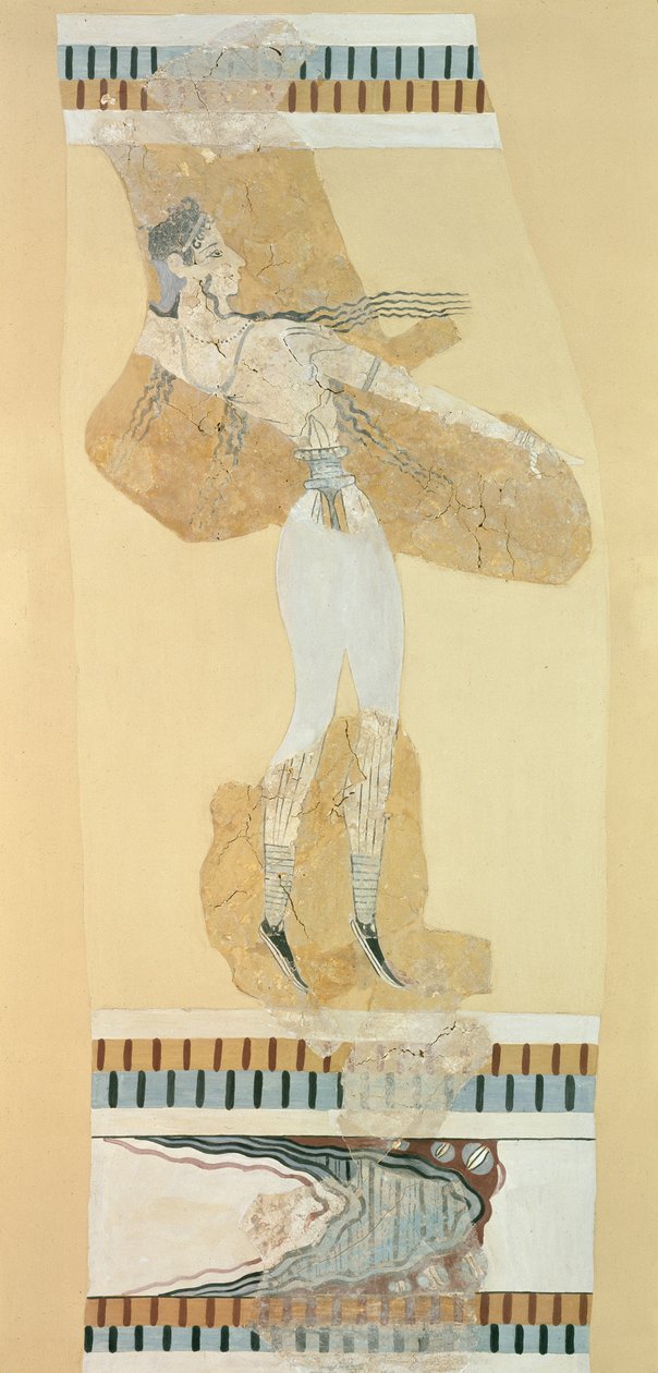 Vaega o se fresco o loʻo faʻaalia ai se Taureador mai le maota i Knossos, Late Minoan I Period swed av Greek