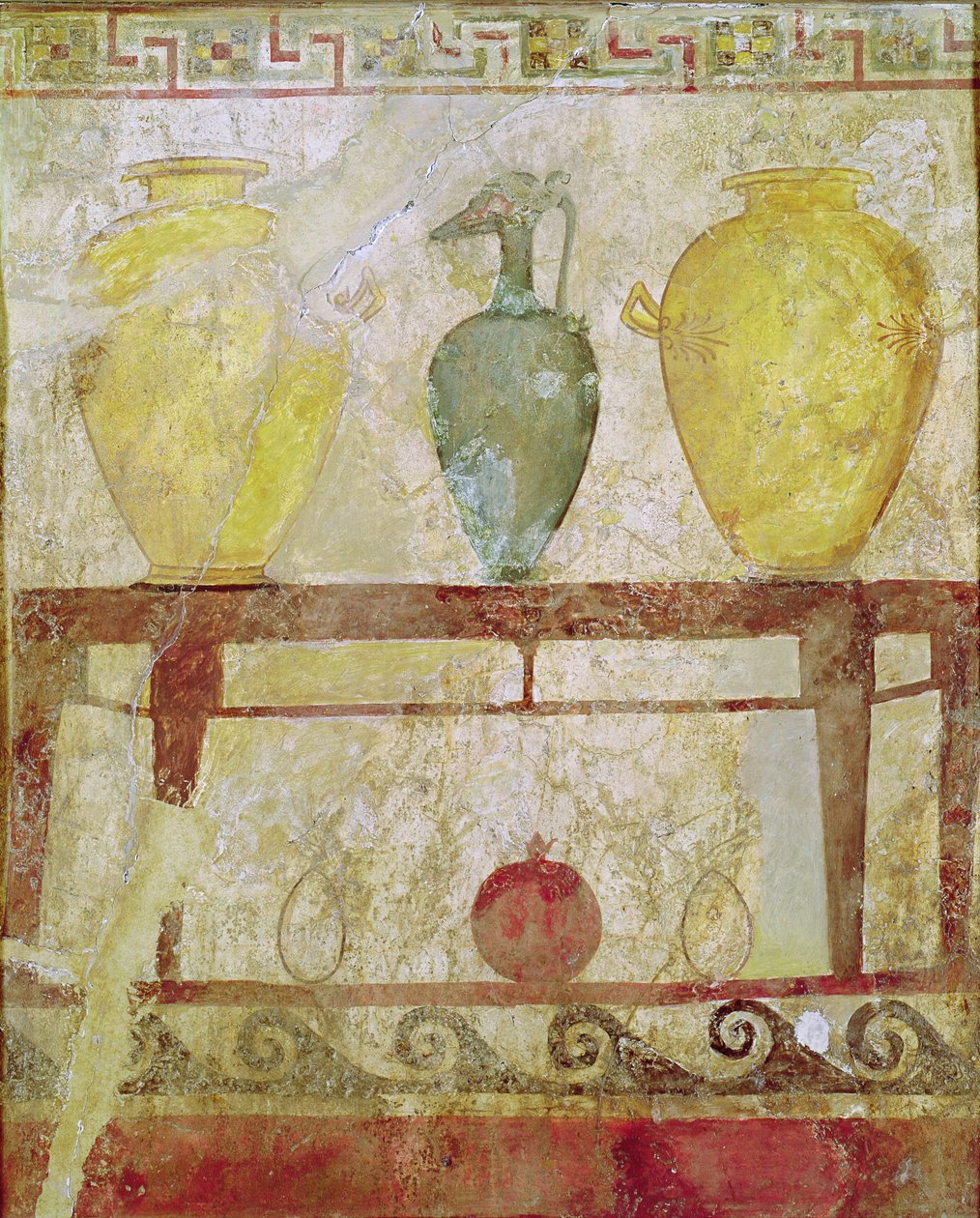 Begravningsplakett med erbjudande om vaser, gravmålning från Paestum av Greek