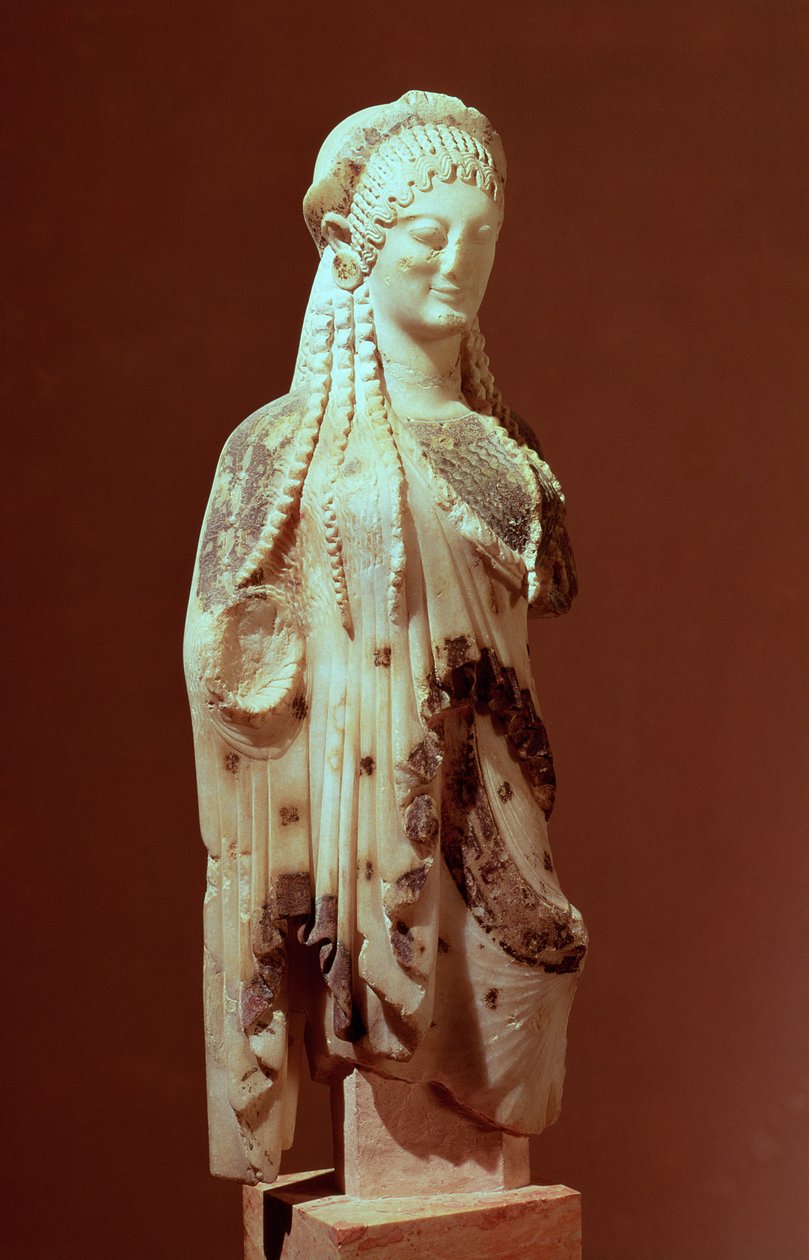 Kore-figur, ca 510 f.Kr. (marmor) (se även 277233) av Greek