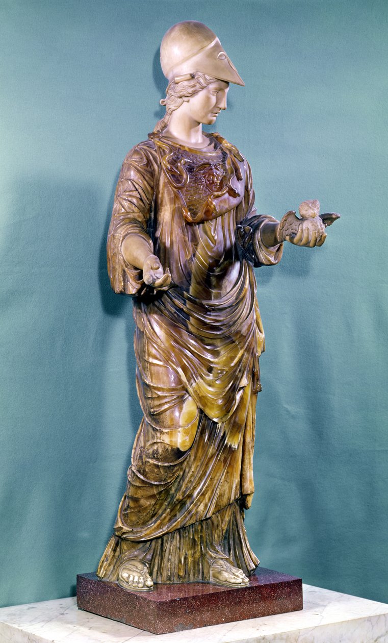 Minerva med en uggla, kopia av ett original från 600-talet (alabaster) av Greek