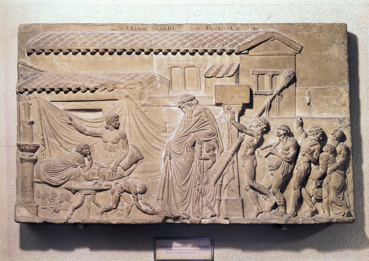 Relief föreställande Dionysos hemma hos Icarius, kopia av ett alexandrinskt original, 3:e-2:a århundradet f.Kr. av Greek