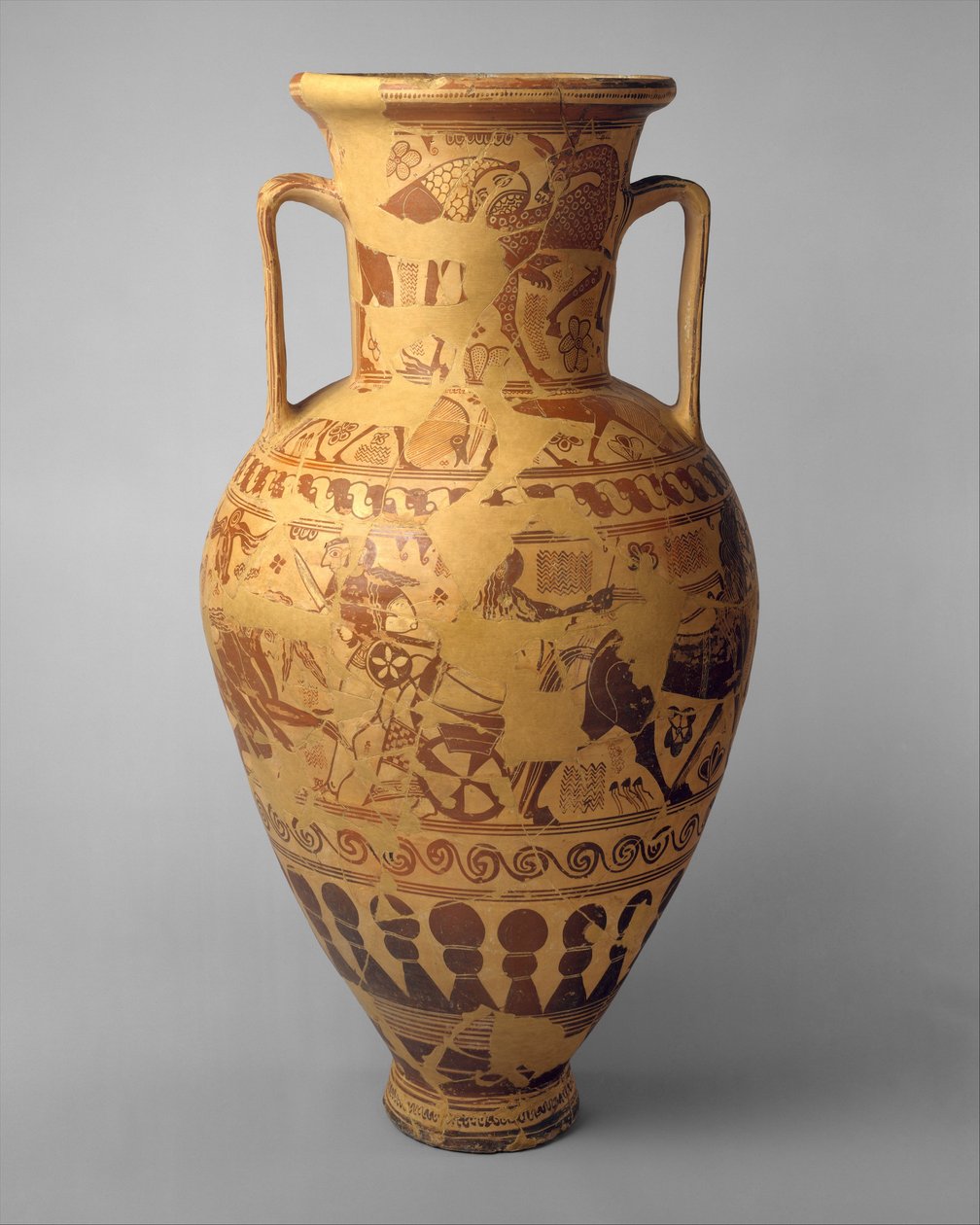 Terrakottahals-amfora förvaringsburk, ca 650 f.Kr. (terrakotta) av Greek