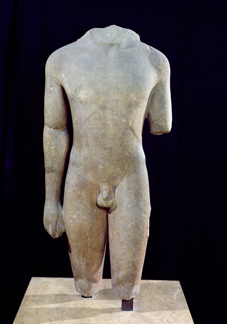 Torso of Kouros, från Actium, c.550 f.Kr. (marmor) (se även 202764) av Greek