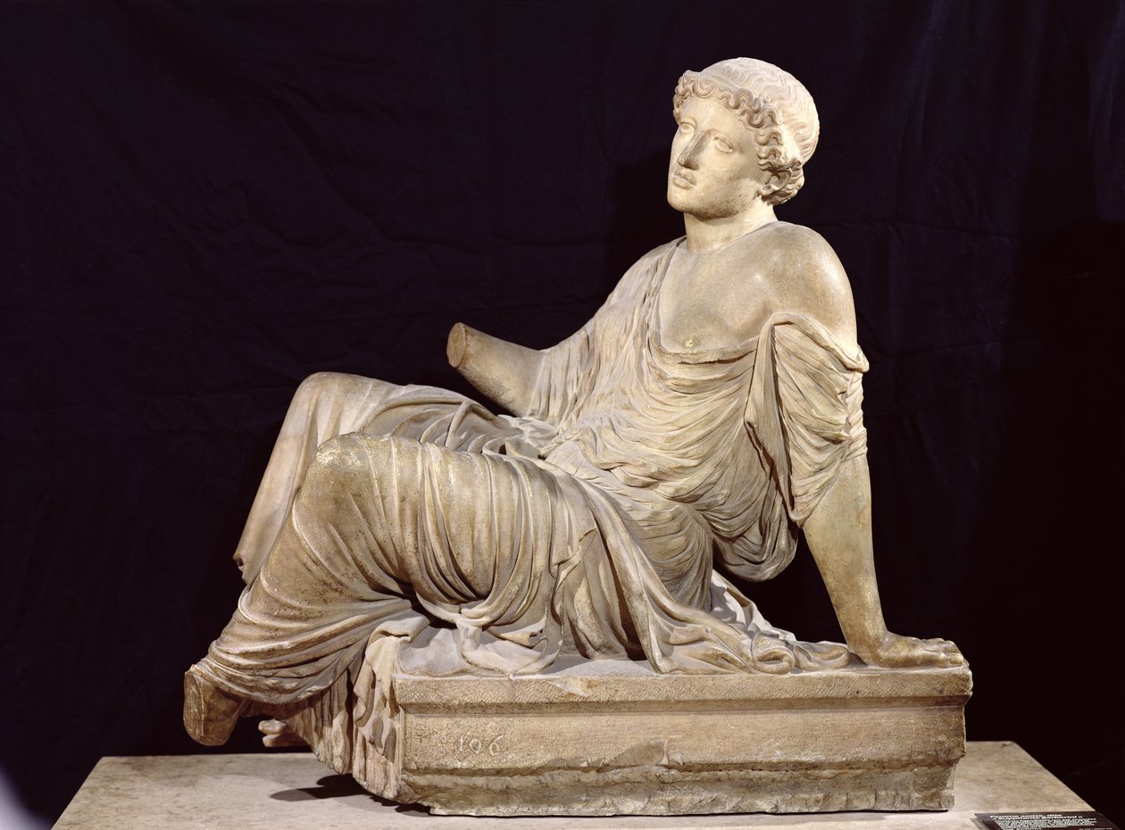 Kvinna sittande på ett altare, "Den supplikande Barberini", ca 440-430 f.Kr. (marmor) av Greek