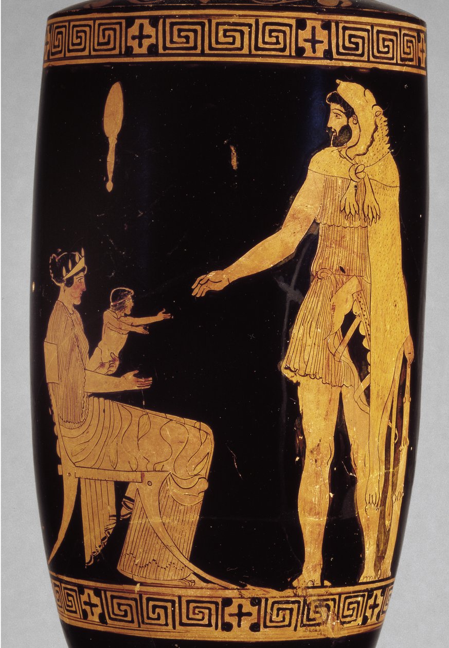 Attic röd-figur lekythos föreställande Herakles keramik detalj av 100581 av Greek