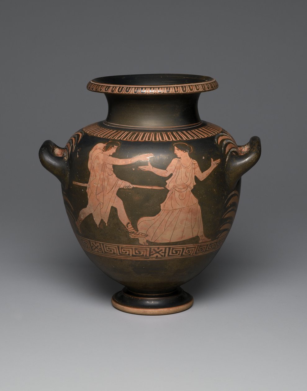 Attic rödfigur stamnos, 440-430 f.Kr. (keramik) (se även 342003) av Greek