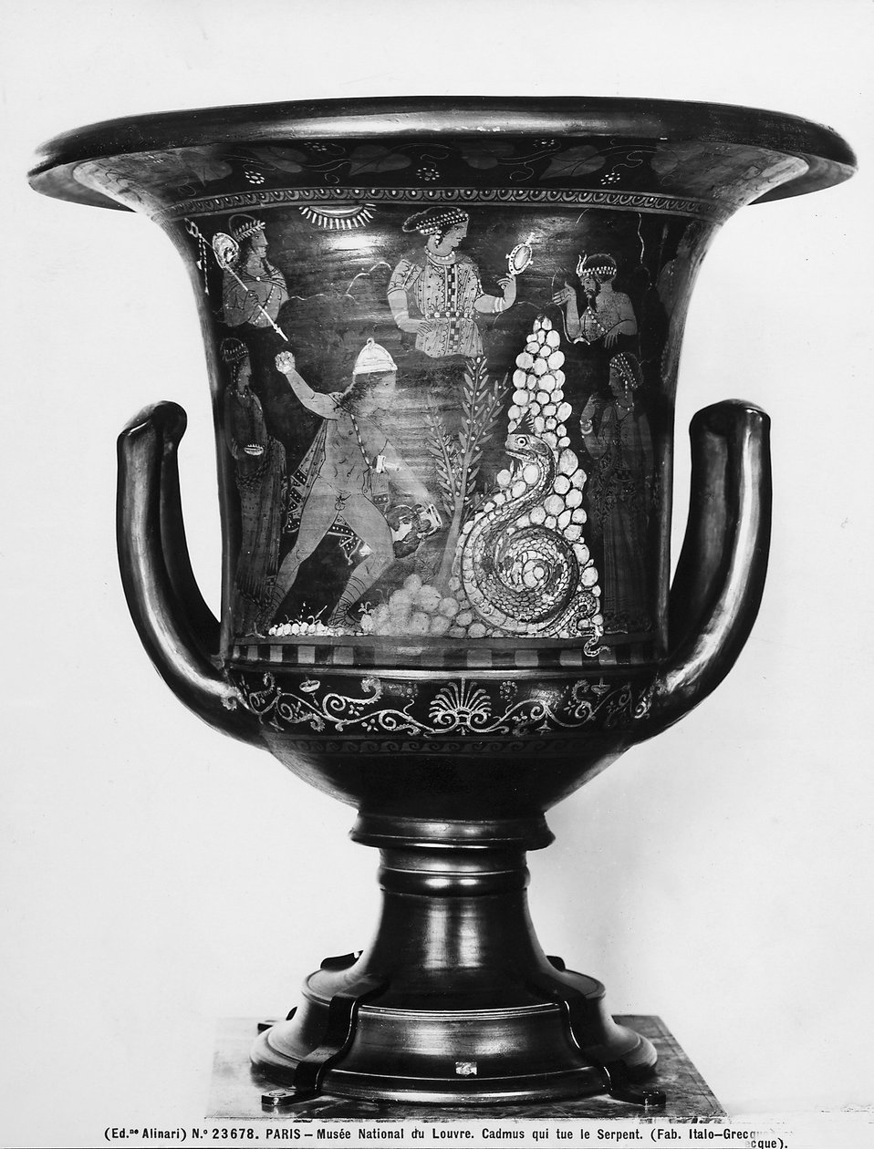 Klockkrater med mytologiska scener föreställande Cadmus och ormen (keramik) av Greek