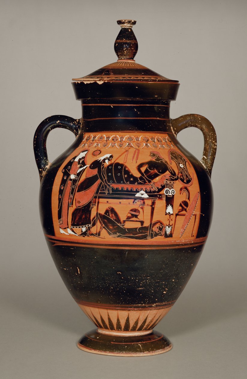 Belly Amphora föreställande Priam och Achilles, ca 550 f.Kr. (keramik) (se även 288279, 293742 och 307550) av Greek
