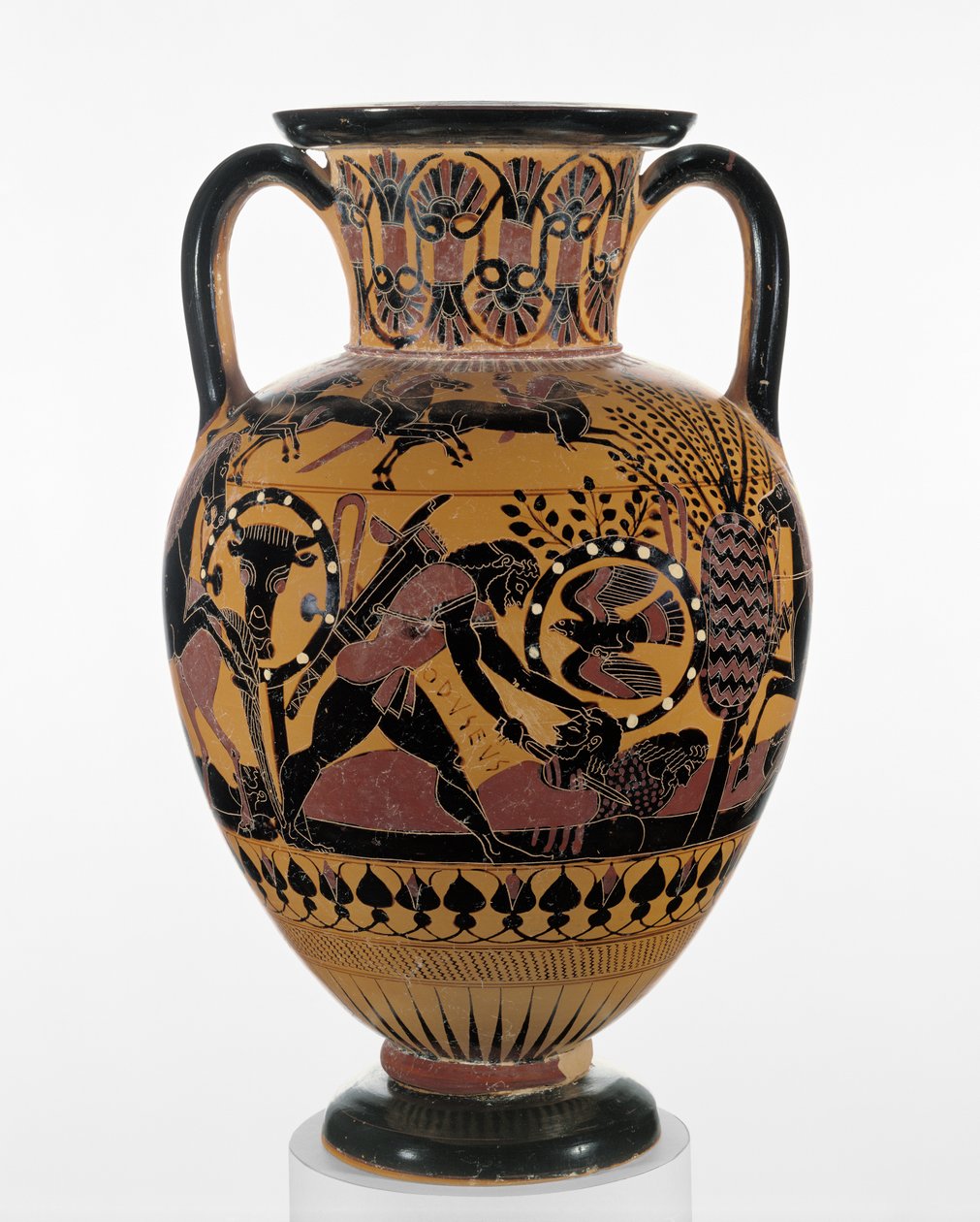 Chalcidian svart-figur hals amfora med Odysseus dödar en thrakier, c.540 BC (terrakotta) av Greek