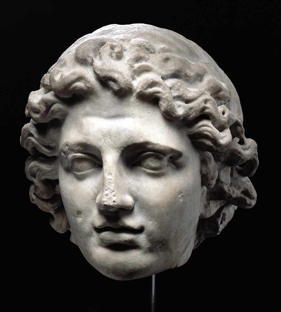 Kolossalt huvud av Alexander den store (356-323 f.Kr.) (marmor) av Greek