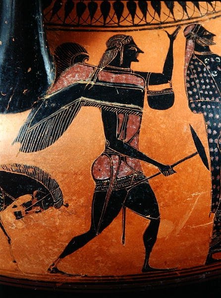 Detalj från en amfora som skildrar historien om Theseus och Minotauren, ca 540 f.Kr. (lera) (se även 288292 och 288293) av Greek