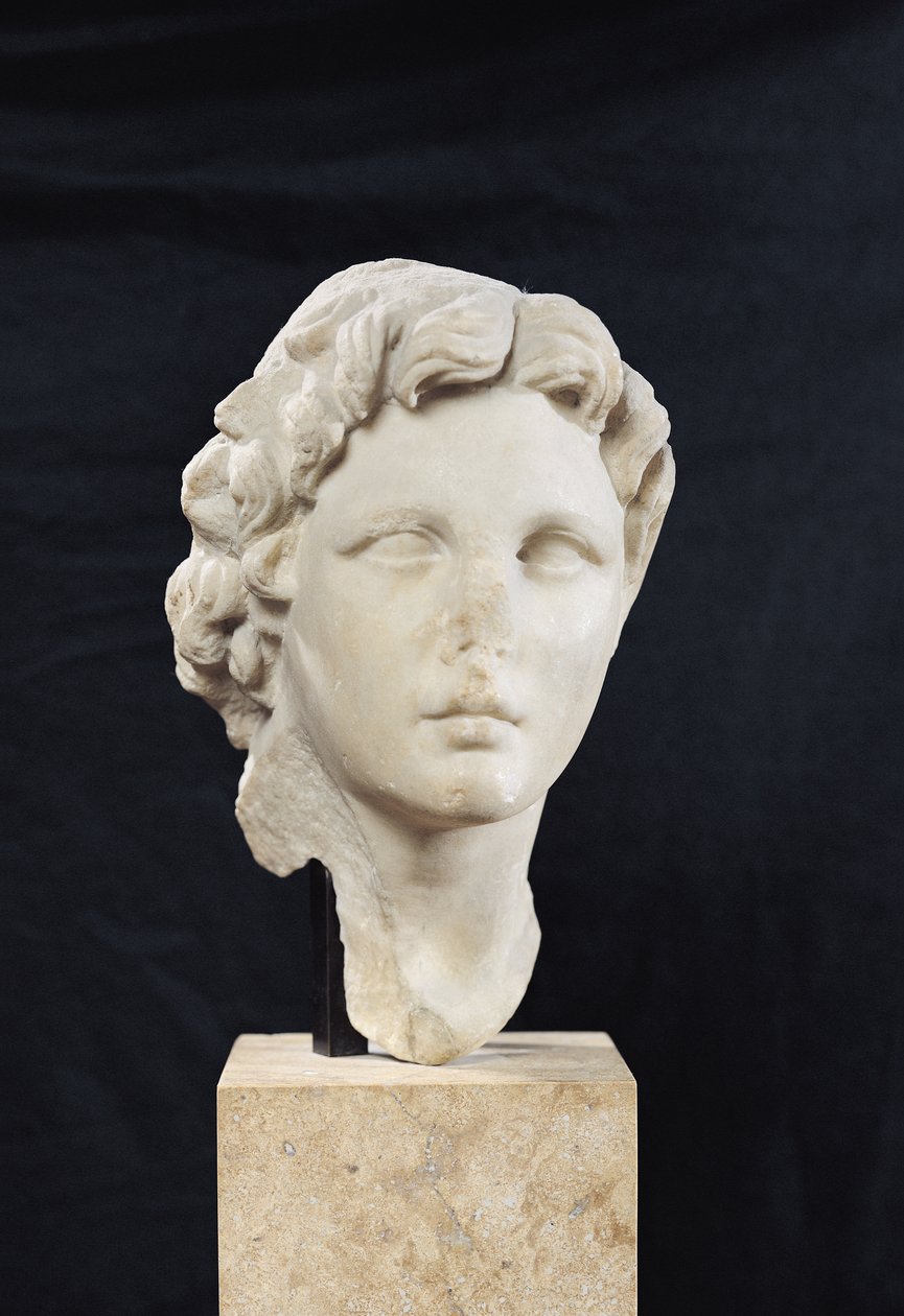 Alexander den stores huvud (356-323 f.Kr.) (marmor) av Greek