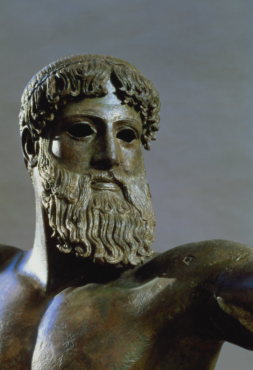 Head of Poseidon, c.460-450 f.Kr. bronsdetalj från 111367 av Greek