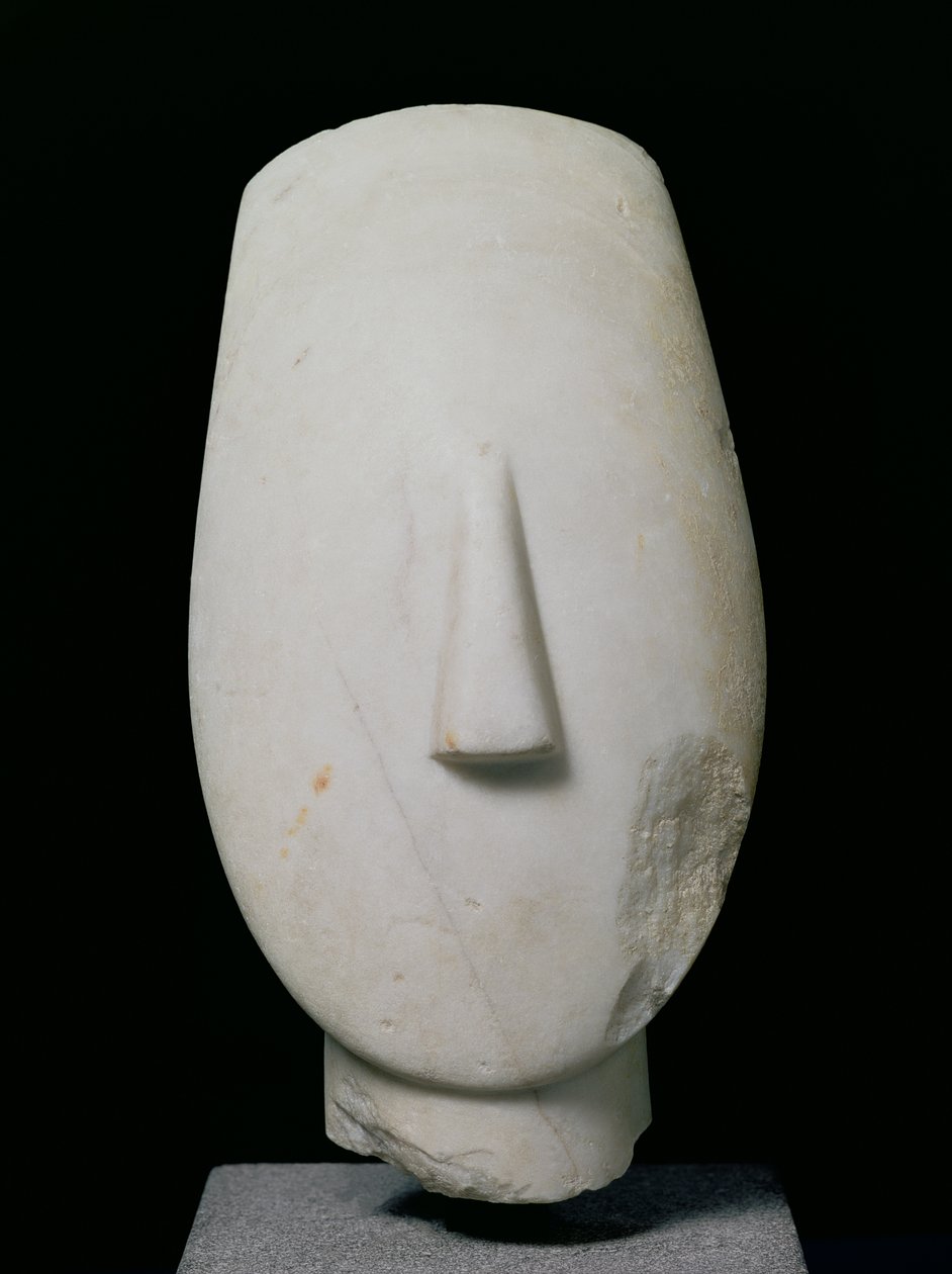 Head of a Woman, fragment av en staty från Keros, tidig kykladisk II period, c.2700-2400 f.Kr. (marmor) av Greek