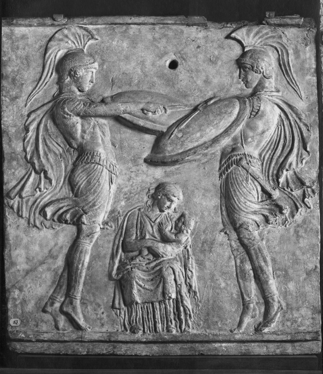 Plaque Campana, Dance of the Curetes, från Myrina, Mindre Asien (terrakotta) av Greek