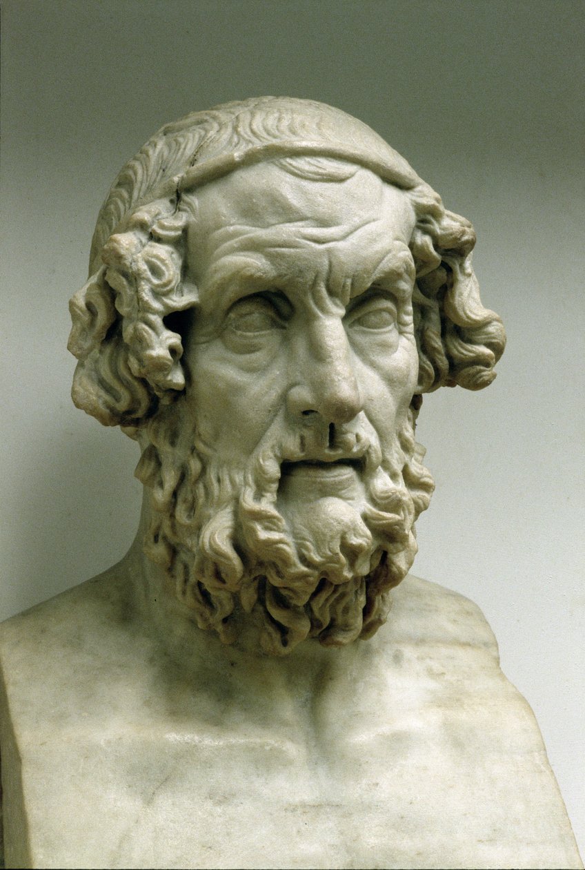 Porträttbuste av Homer (marmor) av Greek