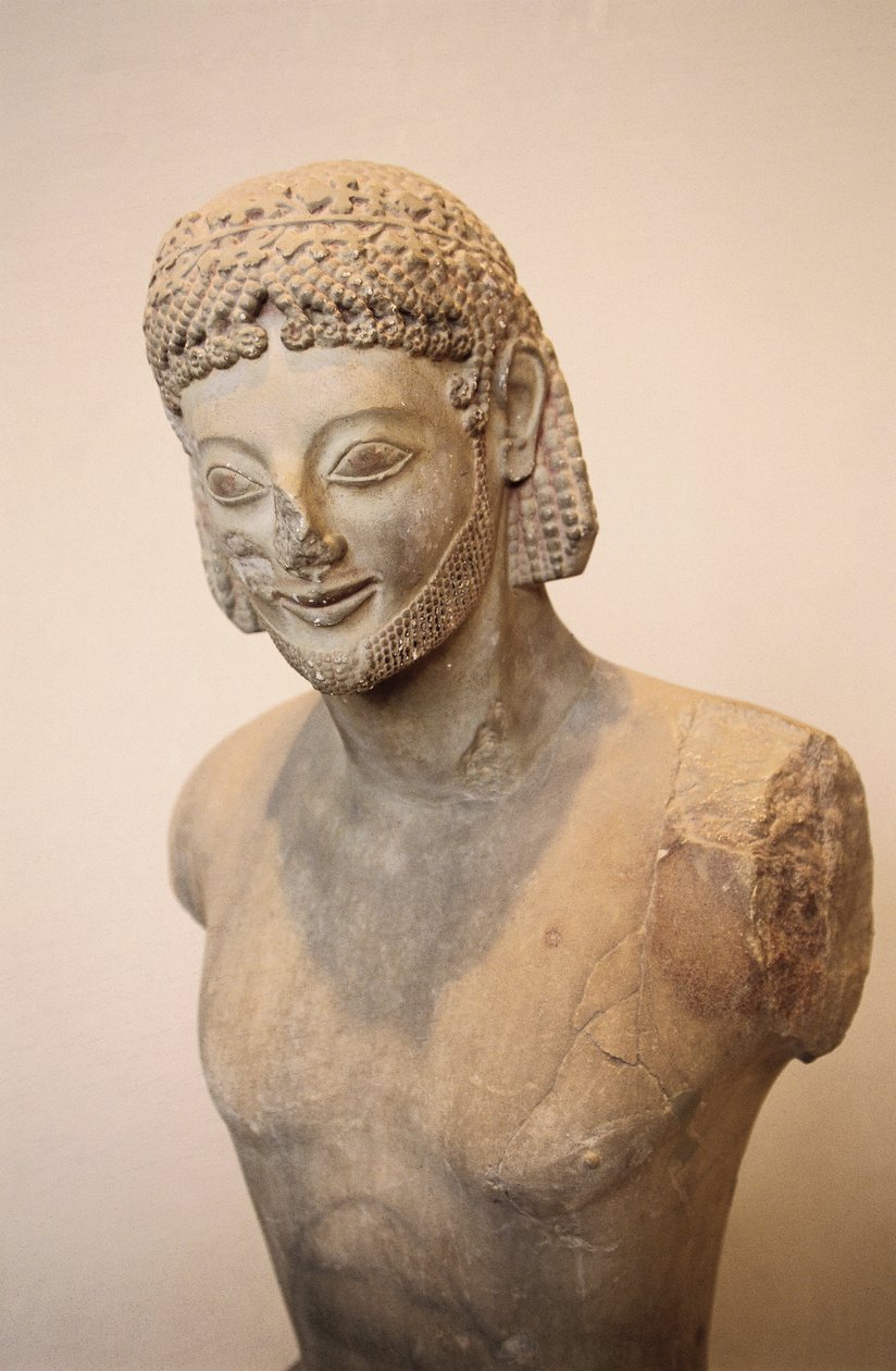 Rampin ryttare, ryttarstaty i marmor, ca 550 f.Kr., grekisk civilisation, 600-talet f.Kr. Detalj av Greek