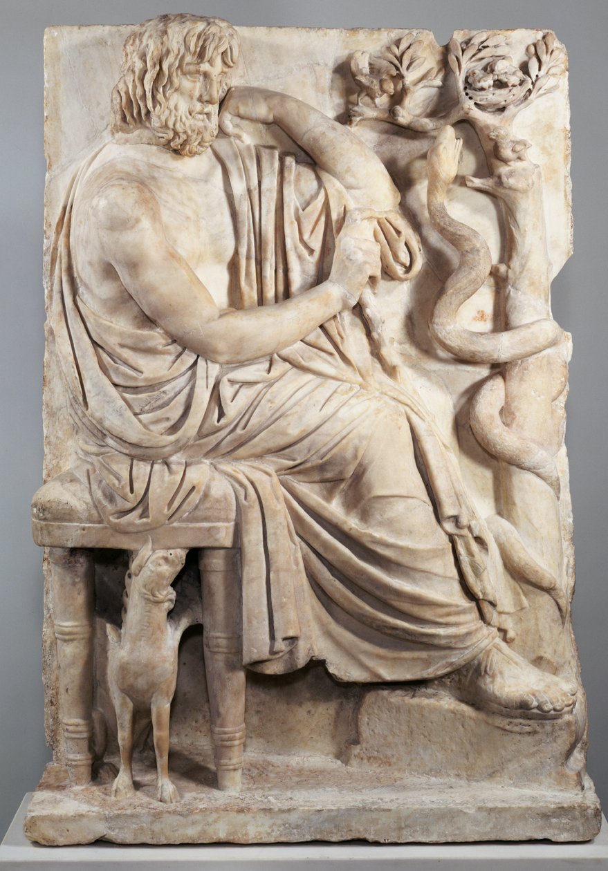 Relief med en sittande man (The Lansdowne Homer), c.75 f.Kr. (marmor) av Greek