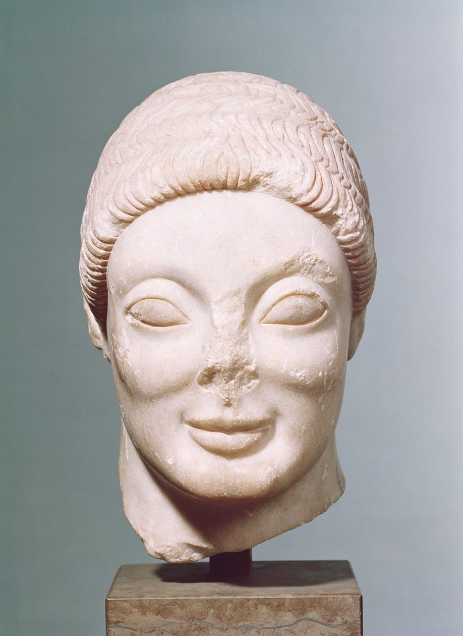 "Rayethuvudet", attisk, från Dipylon, ca 530 f.Kr. (marmor) av Greek