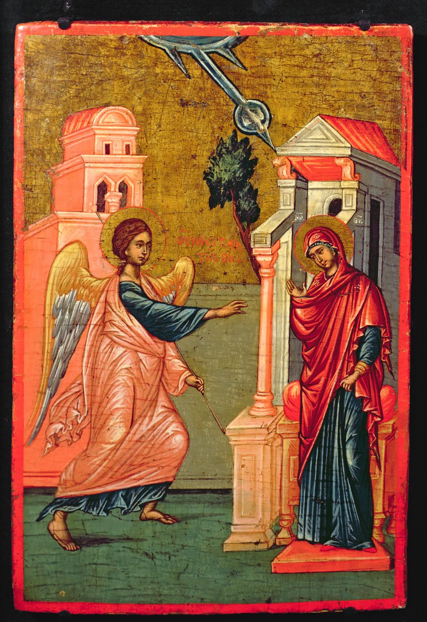 Bebådelse, grekisk ikon, sent 1600-tal av Greek School