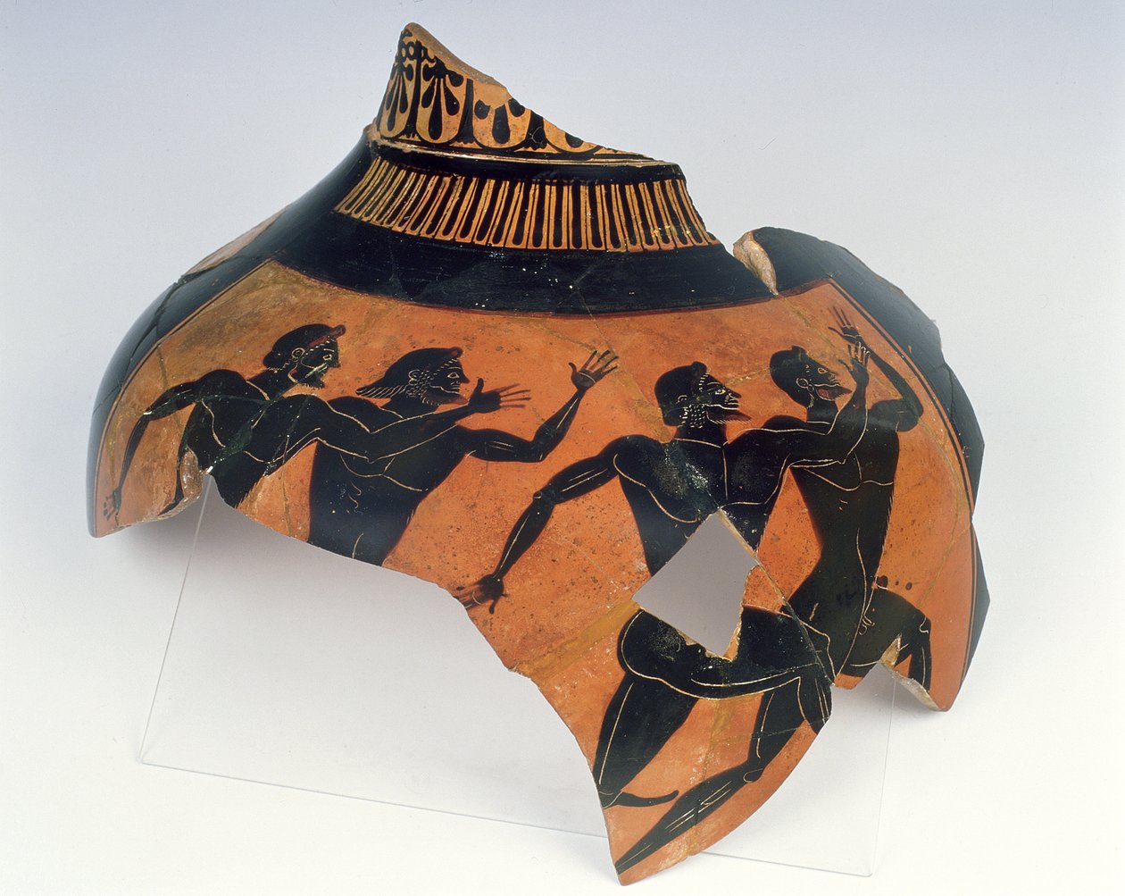 Fragment av Panathenaic Amphora (keramik) av Greek School