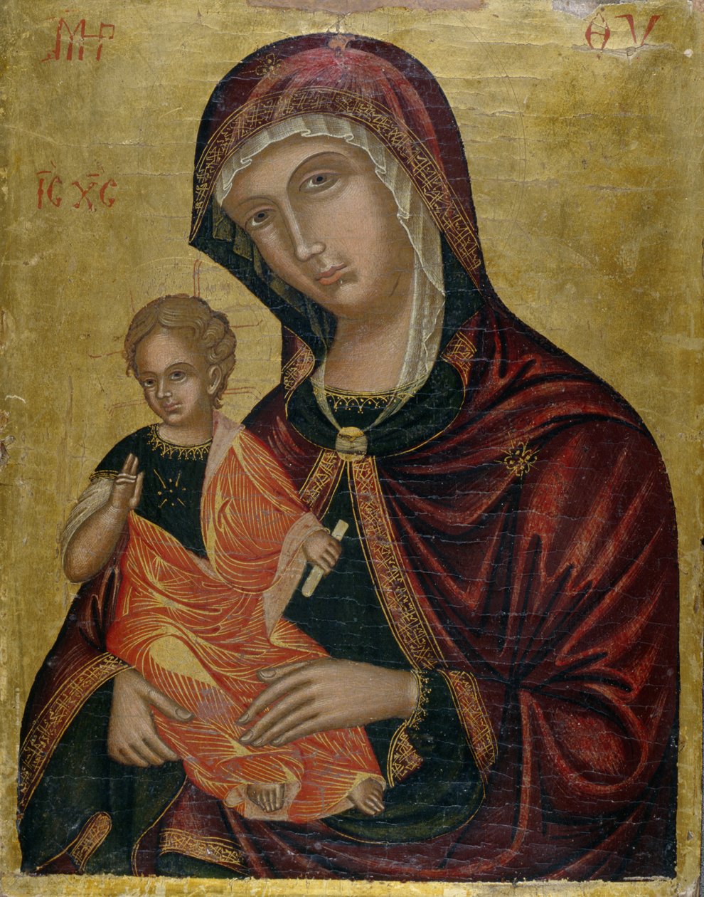 Madonna och barn, ca 1600 (tempera på cederträ) av Greek School